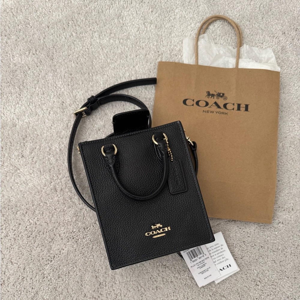 Coach Mini Tote - Black Pebbled Leather